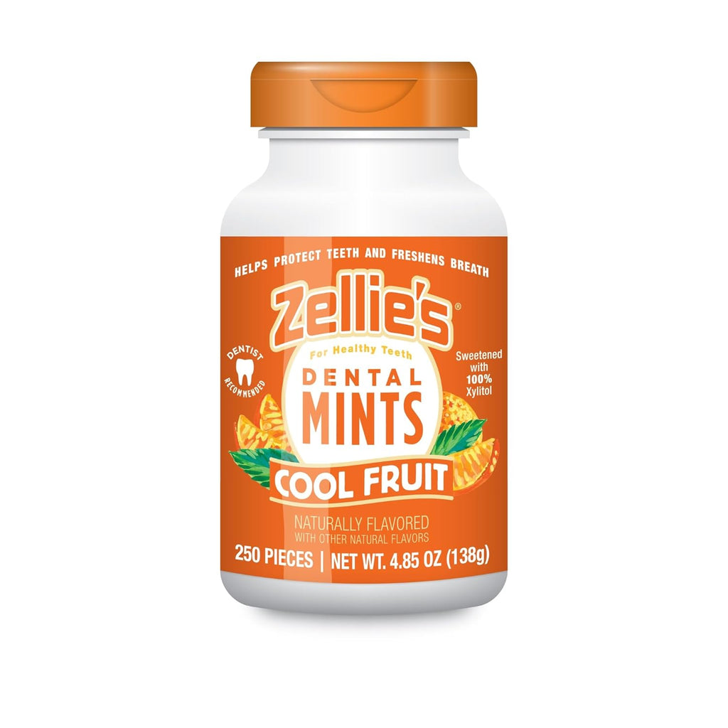 Zellie's | 100% Xylitol Cool Fruit Mints Breath Mints | No Aspartame, Gluten Free, Vegan & Kosher (250 Count - Pack of 1)