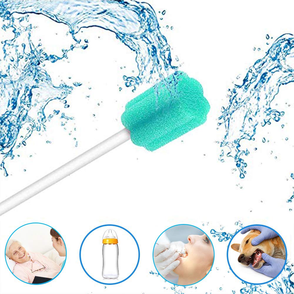 Wellgler's Disposable Oral Care Swabs, Sterile Sponge Mouth Swabs (250pcs, Sky Blue)
