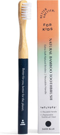 Better & Better Natural Bamboo Toothbrush for Kids | Extra Soft Bristle Toothbrush | 100% Plant-Based | Reusable Handle, Replaceable Brush Head | Eco-Friendly, Zero Plastic (Dark Blue)