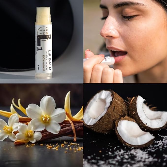 L1 Natural Lip Balm Vanilla Coconut | Natural Moisturizing Care With Almond Oil, Cocoa Butter, Beeswax & Shea Butter | Organic Hydrating Repair Formula For Soft, Smooth & Healthy Lips