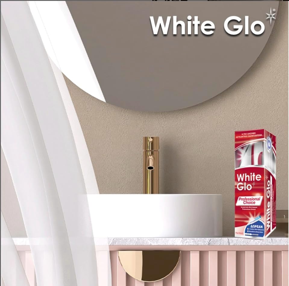 White Glo Professional Choice Extra Strength Whitening Toothpaste 100 ml & Toothbrush (with Sanitral 50 Pcs Dental Floss Stick Included as a Gift)
