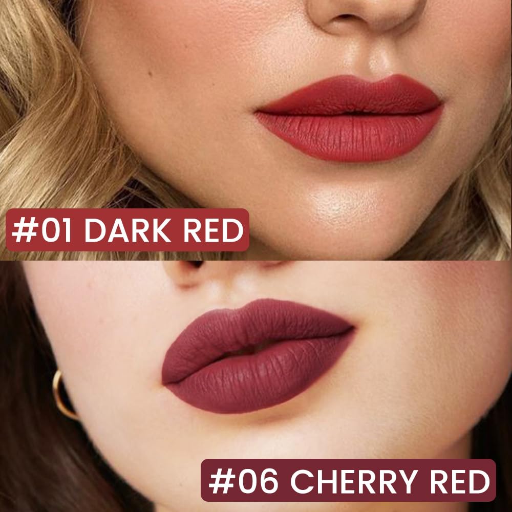 Kaely 2Pcs Dark Red Longwear Liquid Lip Liner Waterproof, 24 Hour Long Lasting Lip Liner Stain Marker Pen, 2-in-1 Matte Semi Permanent Lipliner & Lipstick, Vegan & Cruelty-Free, 01+06