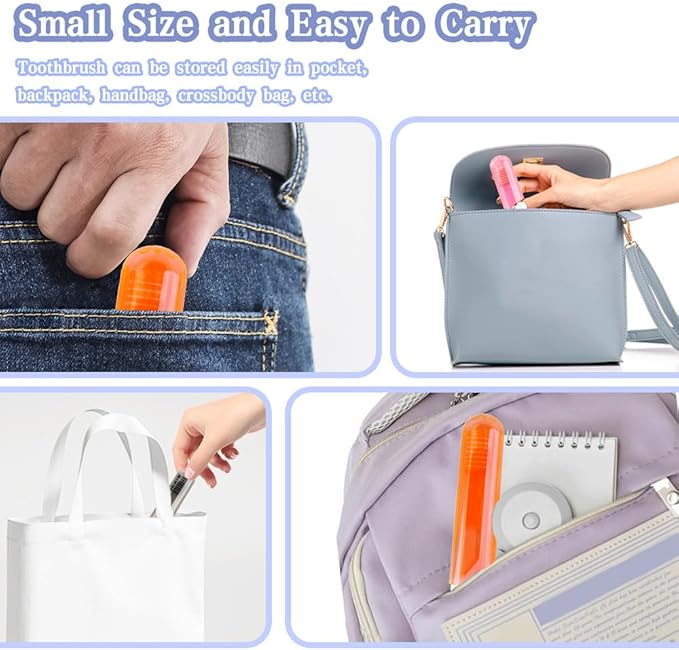 Travel Toothbrush 3Pcs Travel Toothbrush Set Mini Toothbrushes Soft Portable Toothbrushes Travels with Tooth Brush Cover Small Folding Toothbrush Individually Wrapped for Travels Black Orange Pink