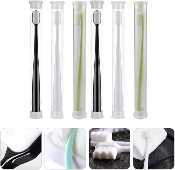 6pcs Micro Nano Manual Toothbrushes Ultra-fine Soft Bristles for Pregnant Women Comfortable Grip Portable Oral Care for Sensitive Gums and Deep Cleaning