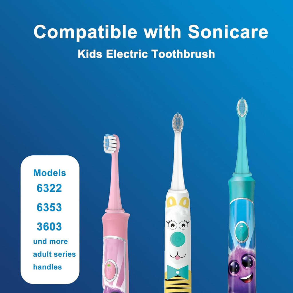 Kids Replacement Heads Compatible with Philips Sonicare Kids Electric Toothbrush, Extra Soft Bristles, Mini Replacement Brush Heads for Ages 3 to 12, Sensitive Toothbrush Heads, Pack of 8,
