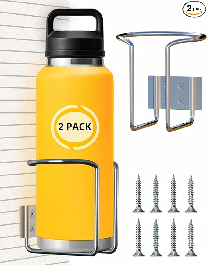 Skywin Large Cup, Water Bottle & Tumbler Holder Organizer (Screw Mount)- 2 Pack – Heavy-Duty Stainless Steel Drink Holder for Boats, Trucks, Cars, RVs & Yachts, Fits Large Tumblers, Bottles & Cans