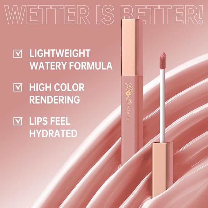 Lip Stain Hydrating High Shine – Lightweight Non-Sticky Glossy Lip Tint, Mirror Shine Moisturizing Lip Makeup for Plump & Full Lips, Long-Lasting Rich Color Lip Glaze, Soft Smooth Lip Gloss 03#