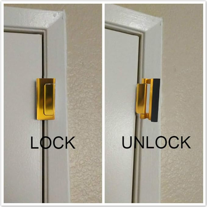 2 Pack Door Reinforcement Locks with 8 Screws, Home Security Door Lock for Toddler, Childproof Door Lock Night Lock Withstand 800 Lbs Red Gold