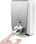 Commercial Wall Mount Stainless Steel Foam Soap Dispenser, 40 oz (1200ml) Industrial Refillable Foaming Hand Sanitizer Dispensers for Bathroom and Kitchen Brushed