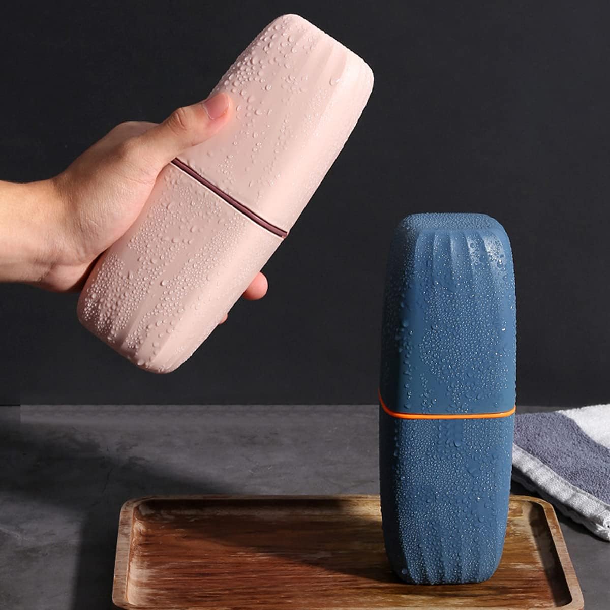 Travel Toothbrush Cup Case,Toothbrush Holder with Cover Travel Toothbrush Containers Portable Toothpaste Storage Toothbrush Case and Carrier for Camping School Business Trip Bathroom (Pink)