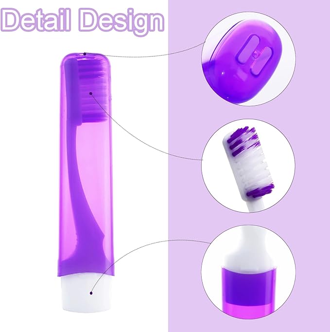 8Pcs Foldable Travel Toothbrush Set with Case, Soft Bristles Mini Compact Portable Folding Toothbrush, Individually Wrapped Small Toiletry Essential for Camping Trips (Multicolor)