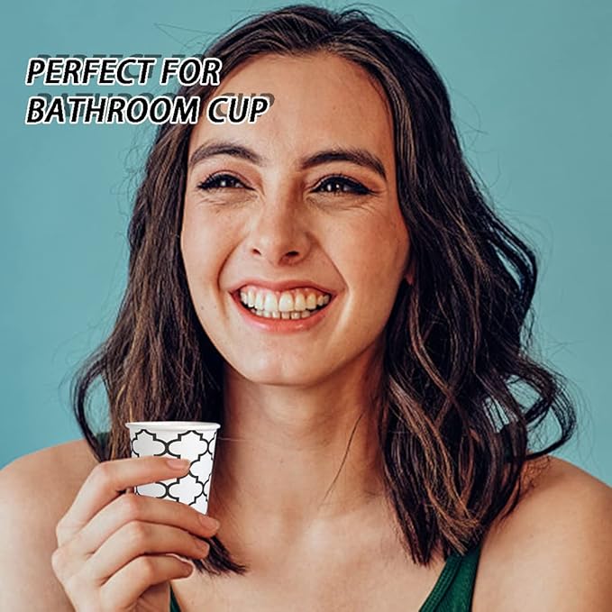 [300 Pack] 3 oz Paper Cups, Small Mouthwash Cups 3 OZ, Mini Disposable Bathroom Cups, Paper Cups 3 Ounce for Bathroom, Supermarket, Birthday Party, Travel, Events, Picnic, BBQ