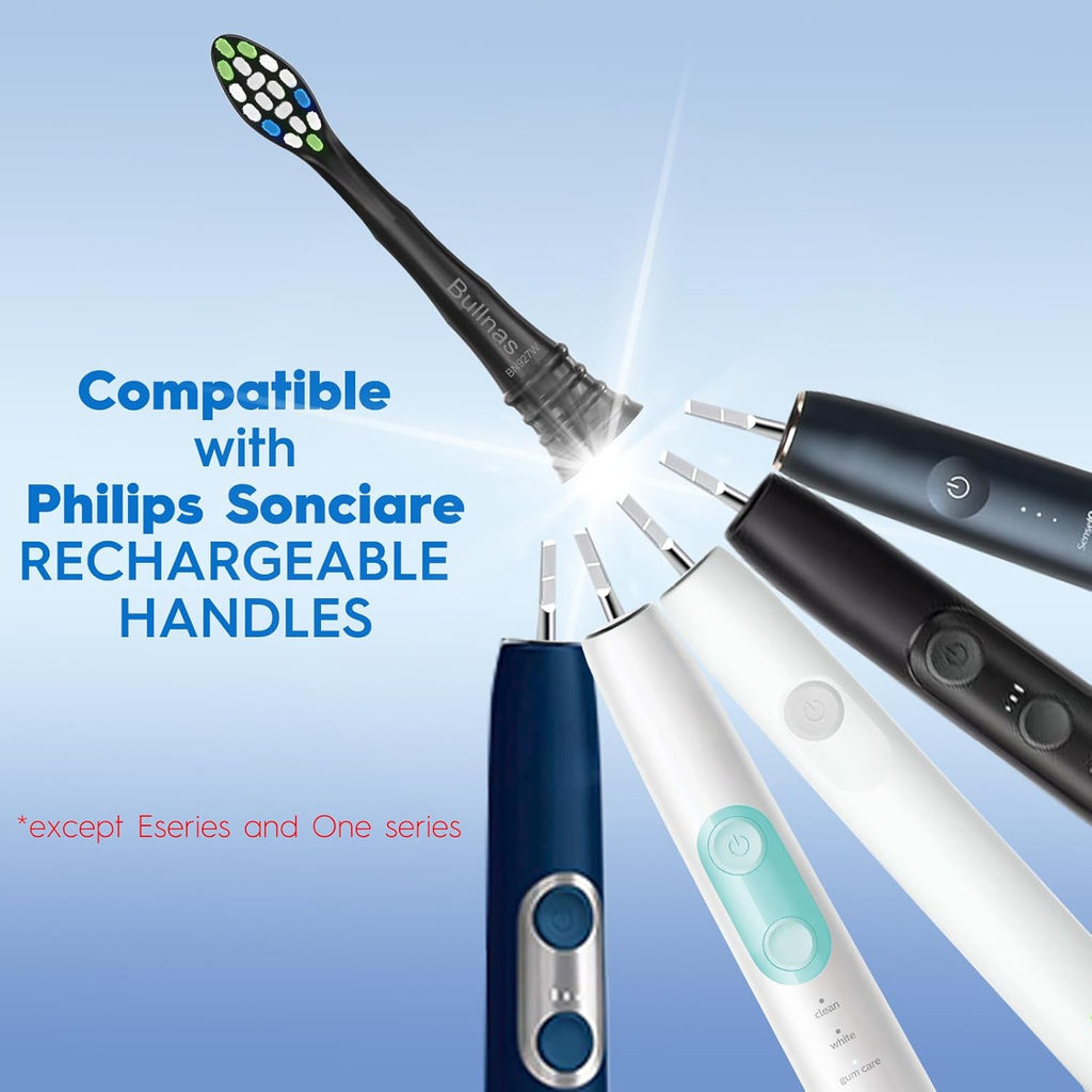 Replacement Brush Heads Compatible with Philips Sonicare, Toothbrush Heads for Sonicare ProtectiveClean 4100 5100 5300 6100 Electric Toothbrush, 12 Count Ultimate Care Toothbrush Heads, Black