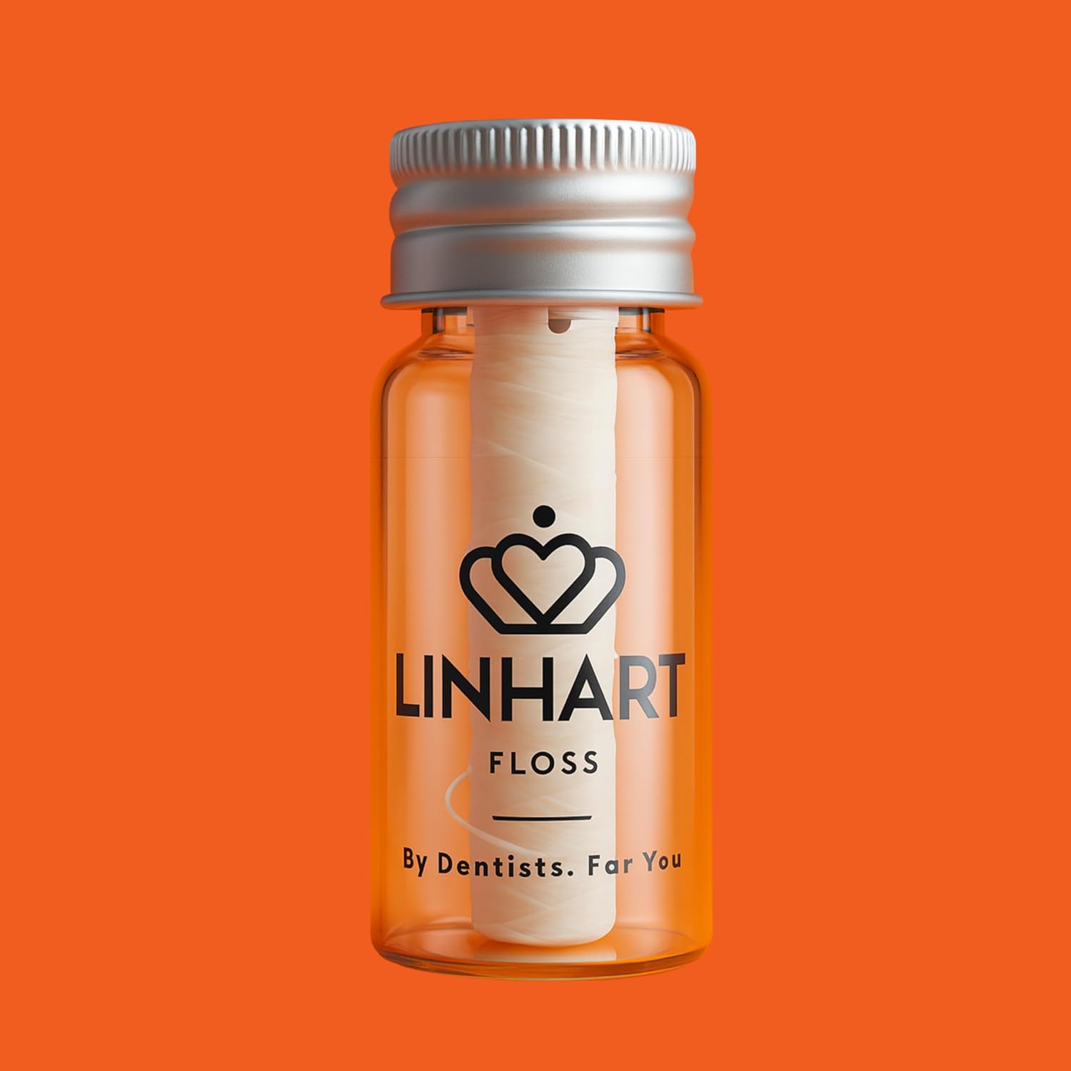 Linhart Dental Microfiber Dental Floss – 25m Eco Refillable Glass Bottle – Mint & Xylitol – Gentle, Non-Tearing, Dentist Designed – Sustainable, Vegan, BPA-Free, Freshens Breath Naturally