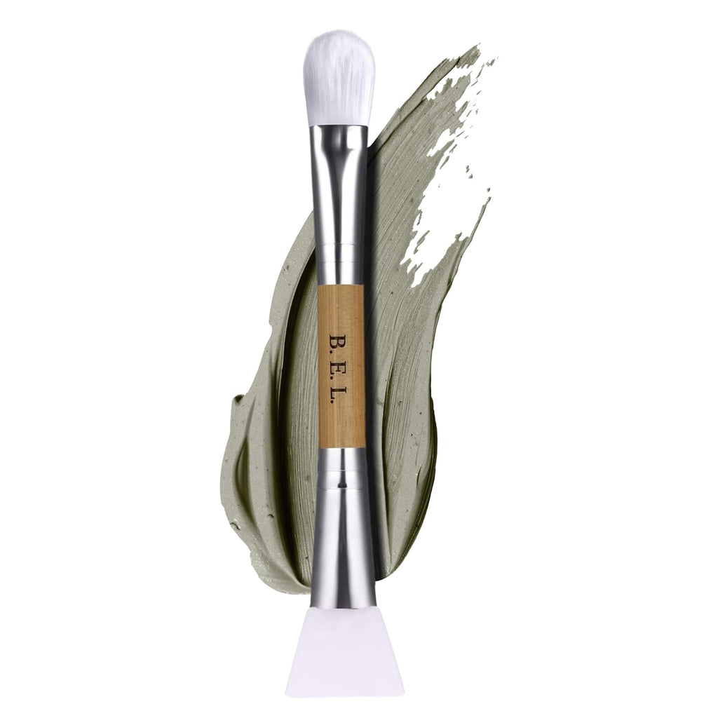 Bare Essentials Living - Clay Face Mask Brush (1 Pack, Bamboo) Dual Soft Silicone Face Mask Applicator Brush Tool, Great Facial Essentials, Moisturizer Applicator & Skincare Brush for Facials