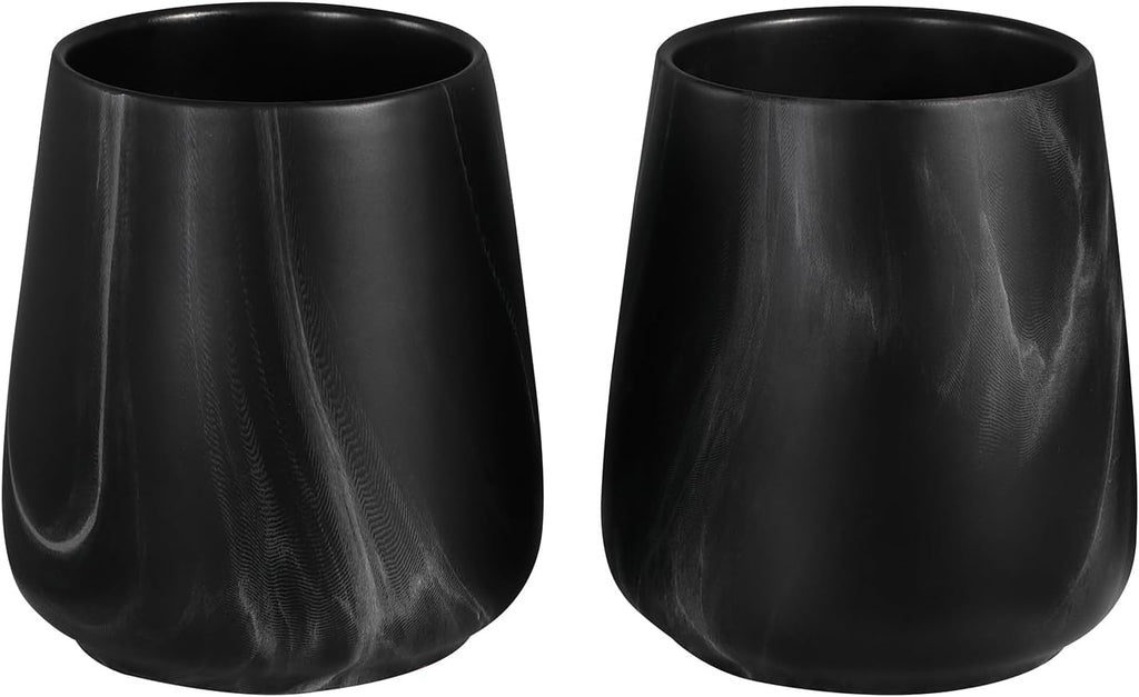 2Pcs Toothbrush Holder for Bathroom - Marble Black Ceramic Tooth Brushing Holders Set, Toothbrush Cup & Toothpaste Organizer for Bathroom Countertop, Makeup Brush Holder, Pen Holder for Home Storage