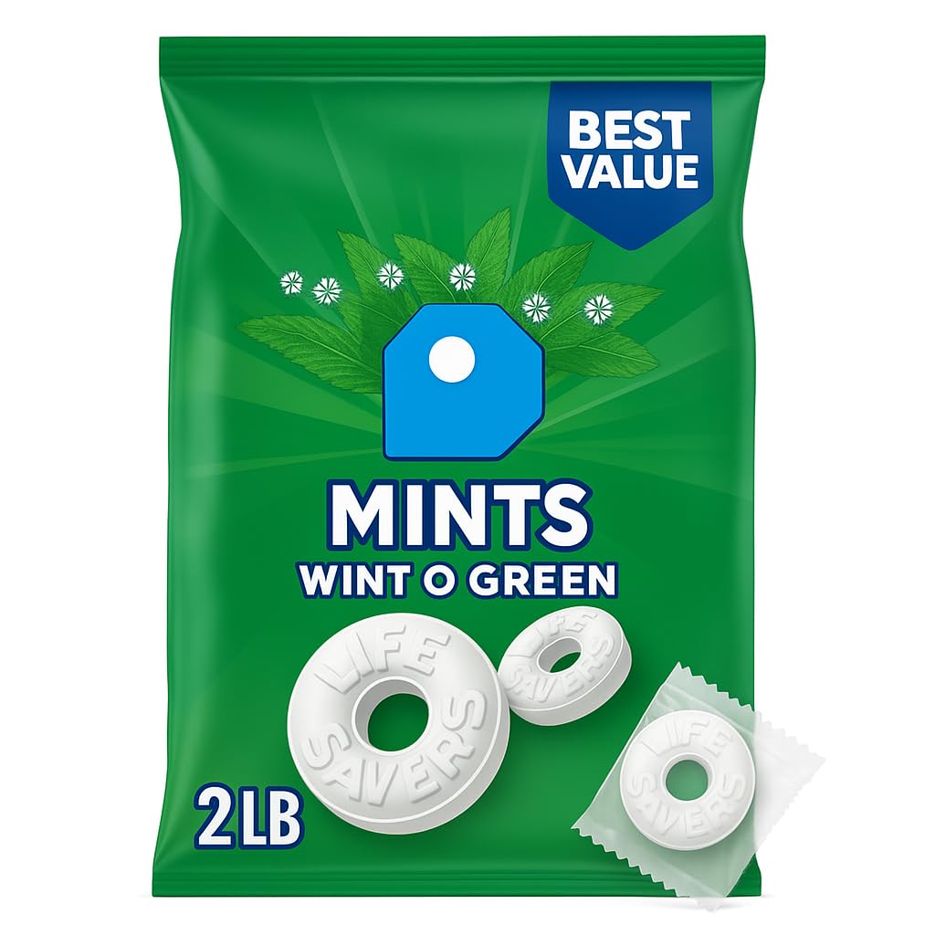Mints, Bulk Hard Candy Wint-O-Green Breath Mints, 44.93 oz Party Size 431716