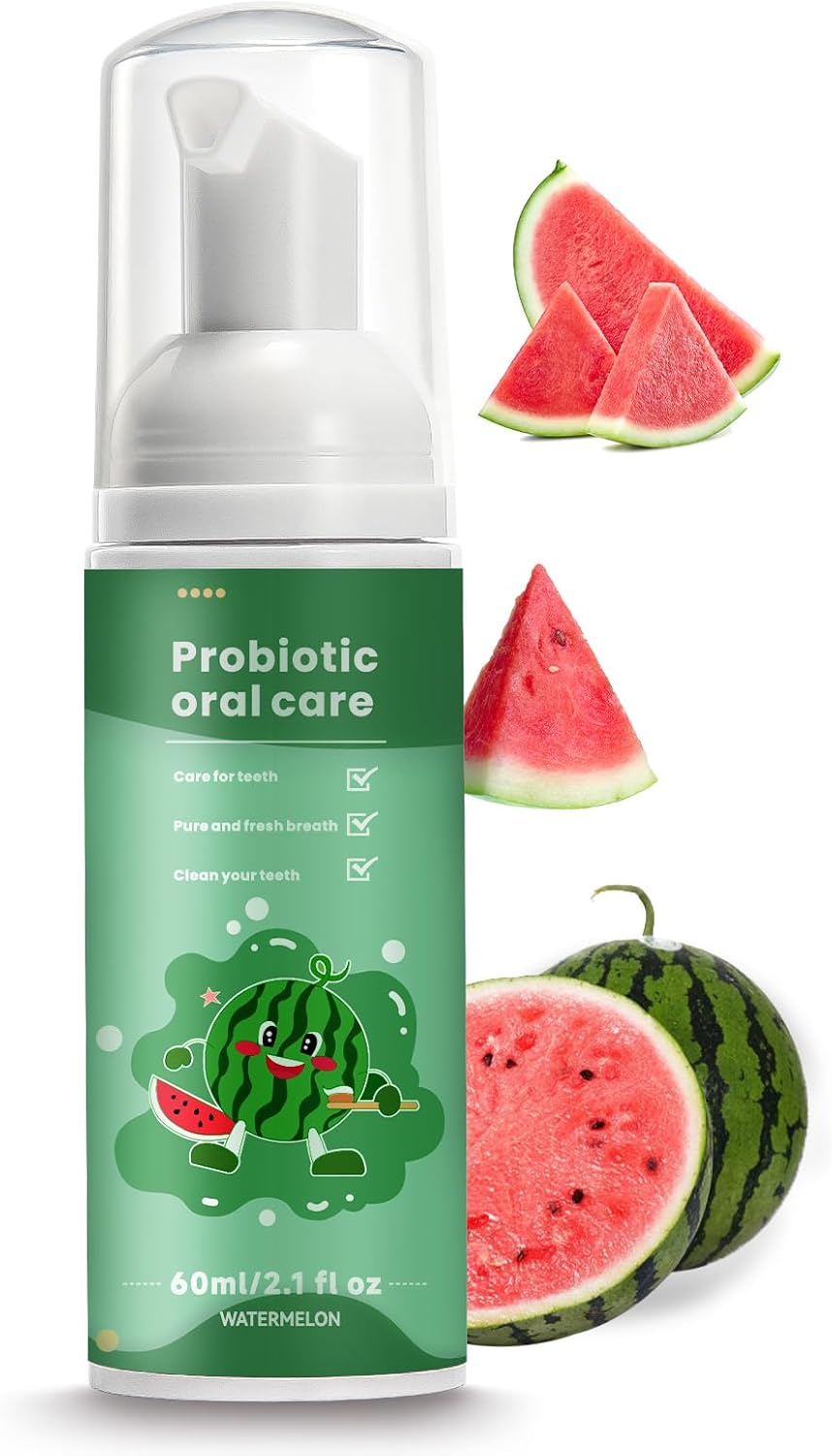 Fluoride Free Foam Kids Toothpaste - Natural Teeth Clean and Whitening Toothpaste with Mint Flavor for U Shaped Toothbrush Travel Size (Watermelon)