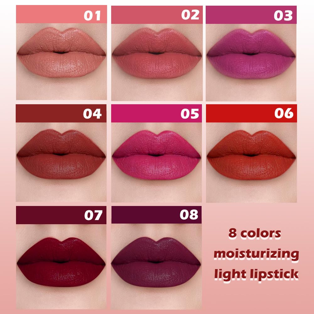 Plum Purple Matte Lipstick for Women, Long Lasting Waterproof Transfer-Proof Vegan, 24 Hours Moisturizing Glossy Shine Lip Gloss, Lipstick Palette Beauty Products Makeup All-Day Formula A08#