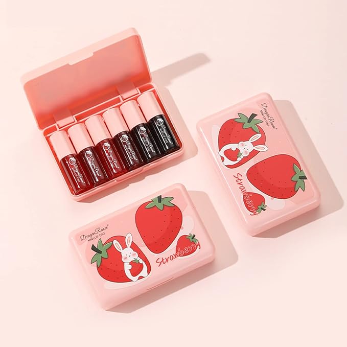 Eakroo 6 Colors Lip Tint Stain Mini Liquid Lipstick, Lip Gloss for Women, Blush for Cheeks, Lip Stain Long Lasting Waterproof, Lip Makeup, Cute Stuff, Non-Stick Cup, High Pigment, Vivid Color