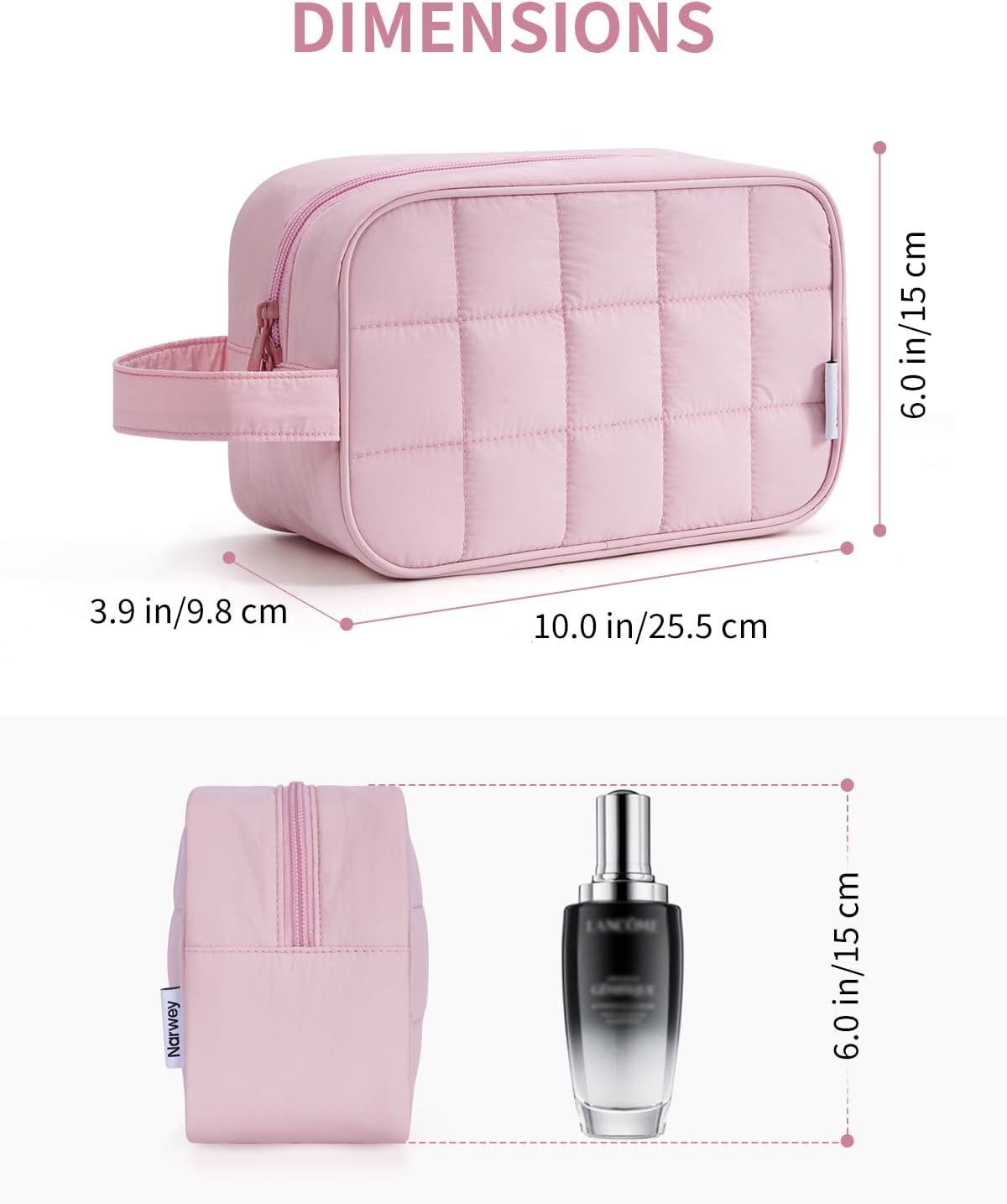 Narwey Puffy Travel Toiletry Bag for Traveling Women Girl, Travel Bag for Toiletries, Cute Travel Makeup Bag Organizer, Quilted Cosmetic Bag Make Up Skincare Medicine Bags