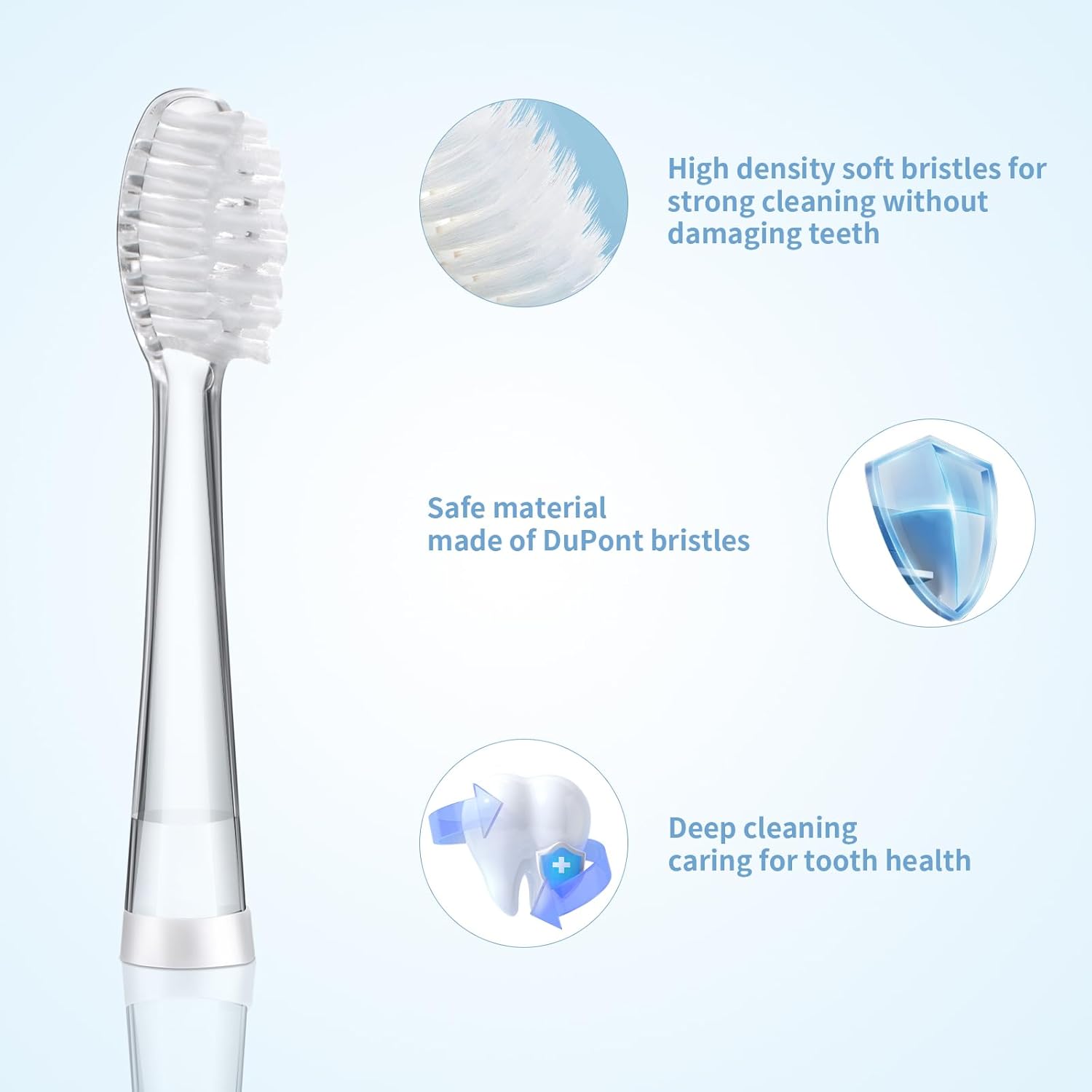 Baby Electric Toothbrush Replacement Heads Compatible with Seago SG-513/SG-977/EK6, Compatible with Dada-Tech-BB1/977/K6, Compatible with Brush-Baby WildOnes/KIDZSONIC(Over 3 Years)