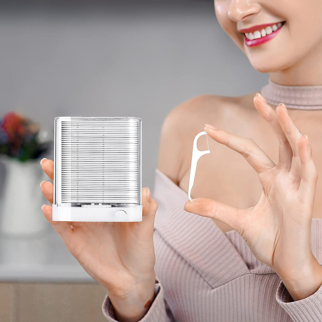 Holy Rose Dental Flossers Dispenser with Mini Floss Picks Portable Case, Bagged Refill of 208 Count for Adults - Tasteless Floss Sticks Ideal for Home, Travel, and Oral Care.