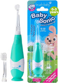brush-baby BabySonic Infant and Toddler Electric Toothbrush for Ages 0-3 Years - Smart LED Timer and Gentle Vibration Provide a Fun Brushing Experience - Includes 2 Sensitive Brush Heads (Teal)