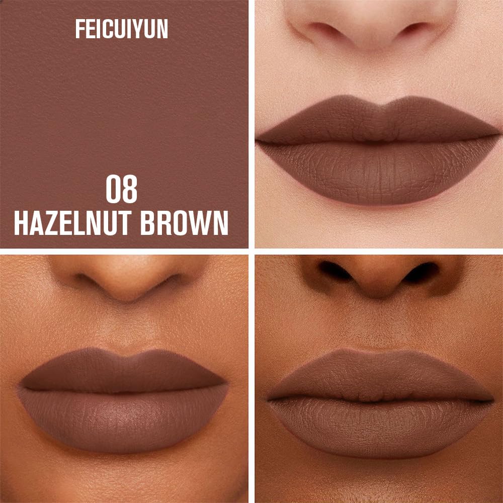 Matte Calligraphy Liquid Lip Liner Lipstick Pencil, Hazelnut Brown Long-Lasting Transfer-Proof Lip Stain, Lightweight Lipstick, Sheer Buildable Color, Fades to a Natural Wash of Colors