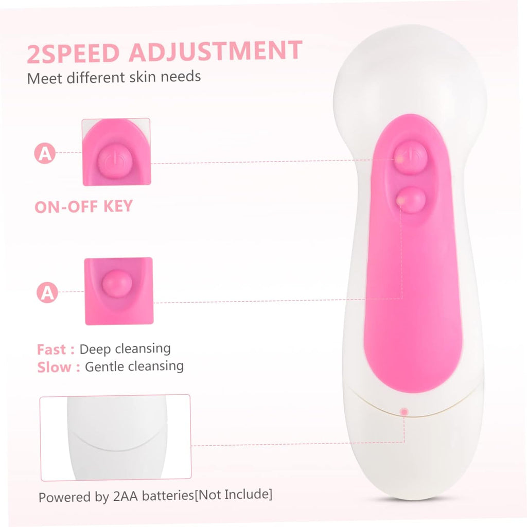 Electric Facial Cleansing Brush Heads Rotating Pore Cleaning Tool for Daily Use Rosy