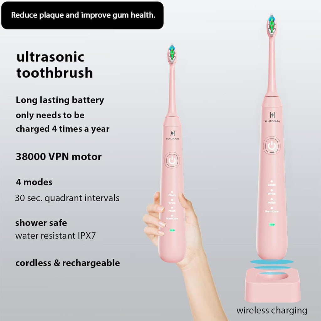 2-1 Oral Clean Kit- Water Dental flosser & Electric Toothbrush Combo- Brushing & Flossing- for Teeth Cleaning and Gum Health (Pink)