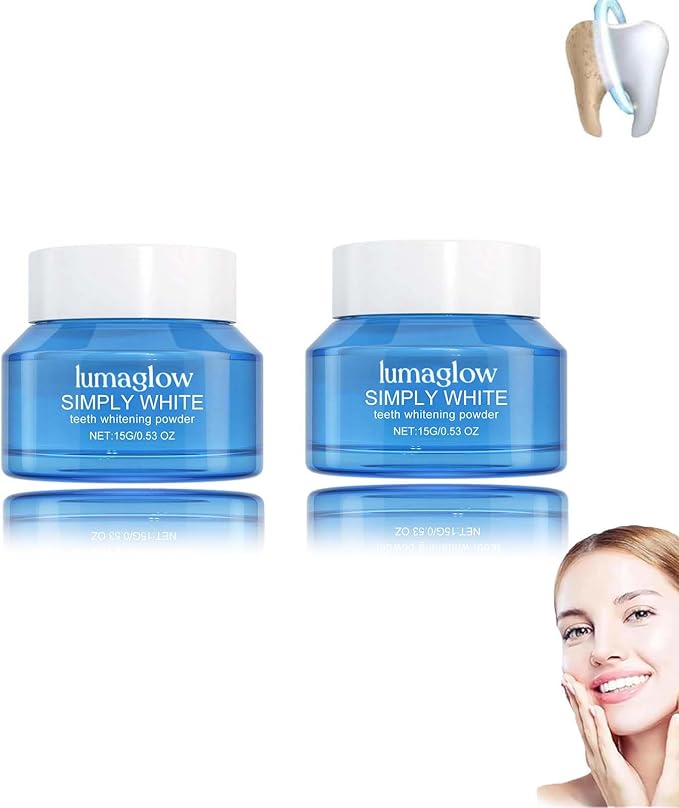 Lumaglow Natural Whitening Powder, Shimmer Deluxe Teeth Whitening Powder, Lumaglow Whitening Powder, Natural Teeth Whitener, Instant Stain Removal, Mint Flavor (2)