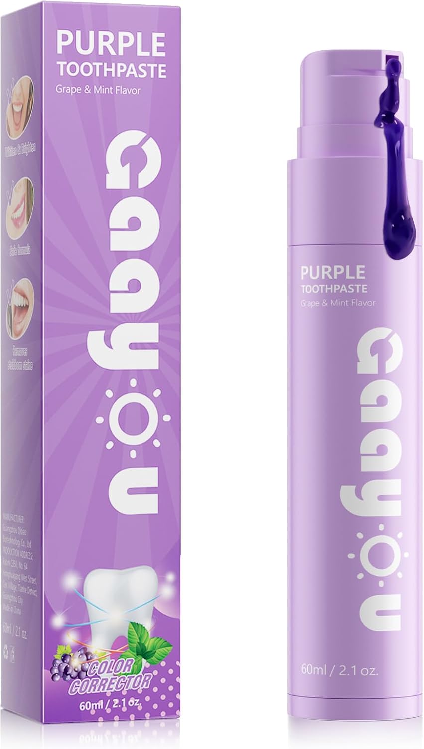 Purple Teeth Whitening - Purple Toothpaste for Teeth Whitening V34 Color Corrector Purple Toothpaste Grape & Mint Flavor for Tooth Stain Removal