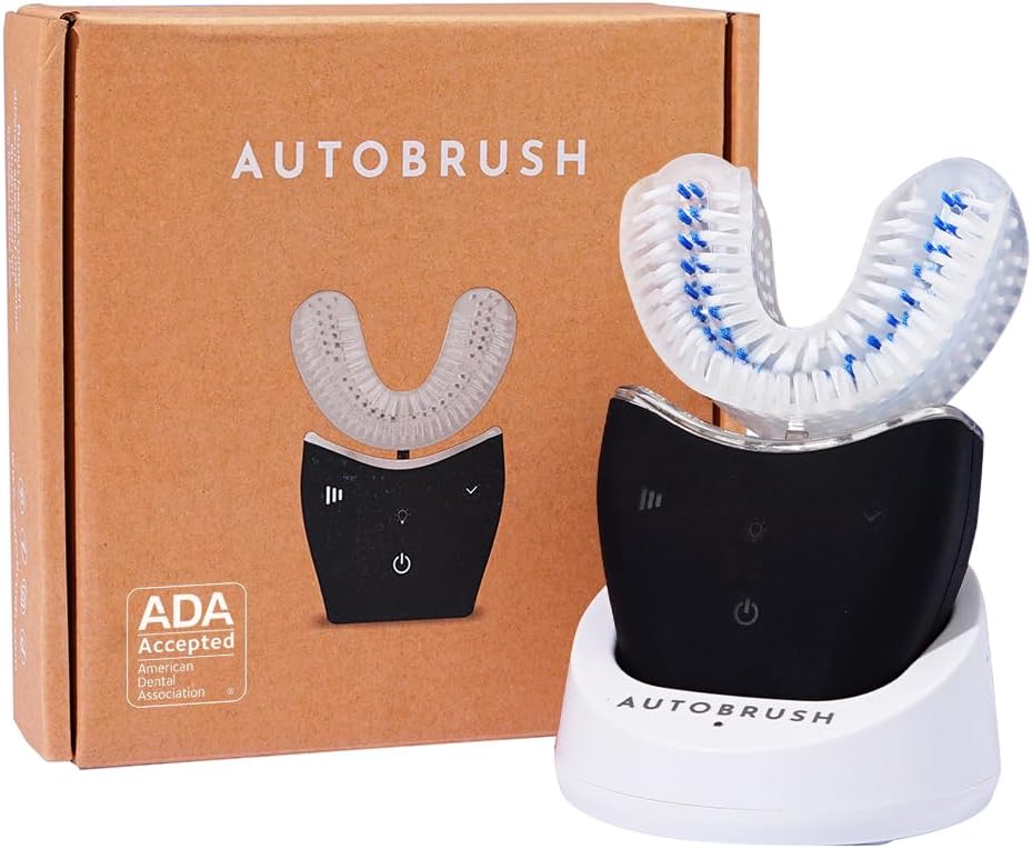 autobrush Sonic Pro Electric Toothbrush – Only ADA Accepted U-Shaped Brush, Clinically Proven Up to 5.1X Better Cleaning, 30-Second Full Mouth 360 Clean, Rechargeable, Waterproof, Black, Ages 9-12