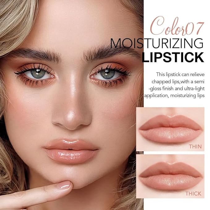 Tinted Lip Balm Moisturizing Lipstick, Nude Pink Hydrating Lipstick for Women, 24 Hour Long Lasting Moisturization Lip Gloss Stain Makeup, Lightweight Non Greasy Moisturizer Lips, 07