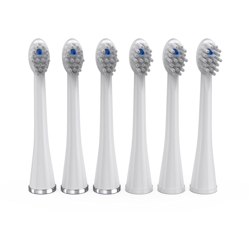 Waterpik Genuine Compact Size Replacement Brush Heads With Covers for Sonic-Fusion Flossing Toothbrush SFRB-2EW, 6 Count White