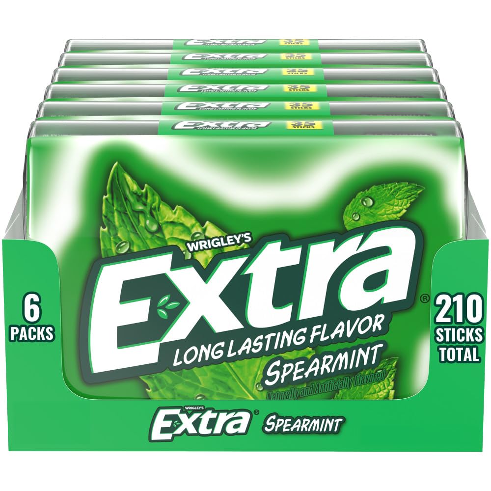 EXTRA Spearmint Sugar Free Chewing Gum, Bulk Gum Packs - 35 Sticks (Pack of 6)