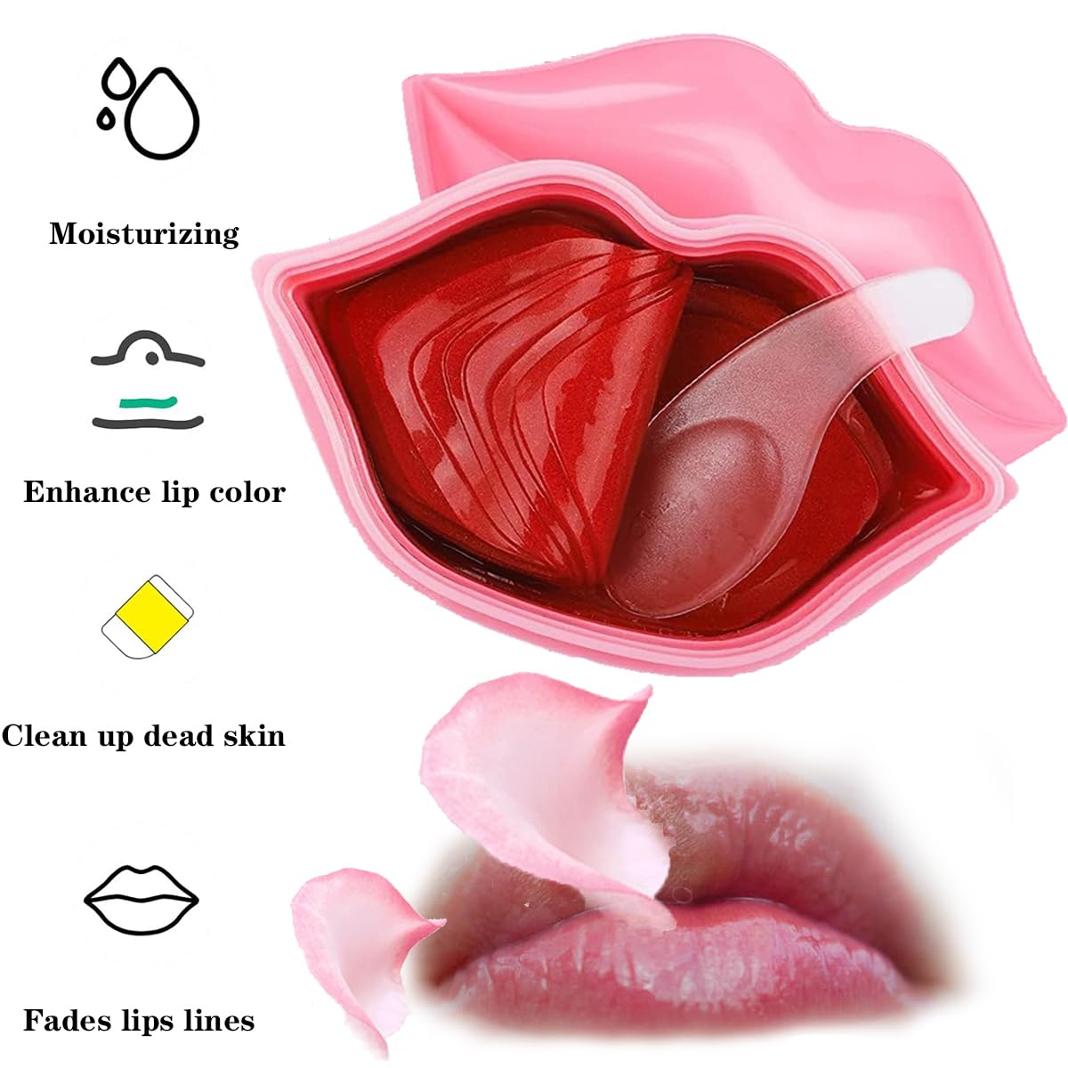 20PCS Collagen Lip Masks,Lip Care Lip Pads Great for Moisturizing,Nourishing & Firms Lip,Lip Sleeping Mask for Plumping Your Lips. (YUEHAO Lip Mask Red) (YUEHAO lip mask pink 125)
