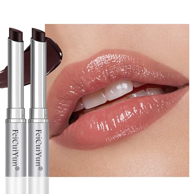 2Pcs Dark Brown Honey Tinted Lip Stain Lip Balm Lip Gloss Lipstick, Sheer Hydrating Lip Stains Tint, Moisturizing Lip Color for All Skin Tones, Nourishing Lip Balm with a Hint of Natural Black Cherry