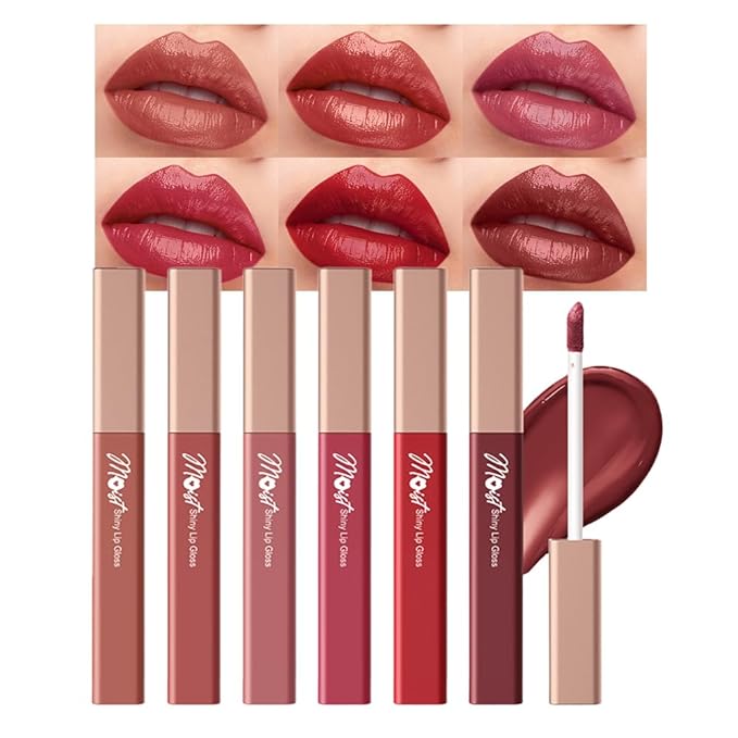 Lip Stain Hydrating High Shine – Lightweight Non-Sticky Glossy Lip Tint, Mirror Shine Moisturizing Lip Makeup for Plump & Full Lips, Long-Lasting Rich Color Lip Glaze, Soft Smooth Lip Gloss 1# to 6#