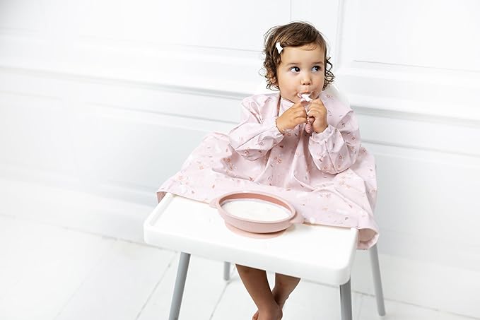 BIBaDO - Long Sleeve Baby Bibs - Babies & Toddlers 6-36 Months - Coverall Baby Led Weaning Bib - Easy Wipe, Soft & Waterproof