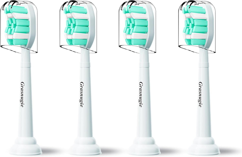 Replacement Toothbrush Heads for Philips Sonicare Electric Toothbrush Snap-on Handle: Medium Softness Bristles, 4 Brush Heads Refill, White