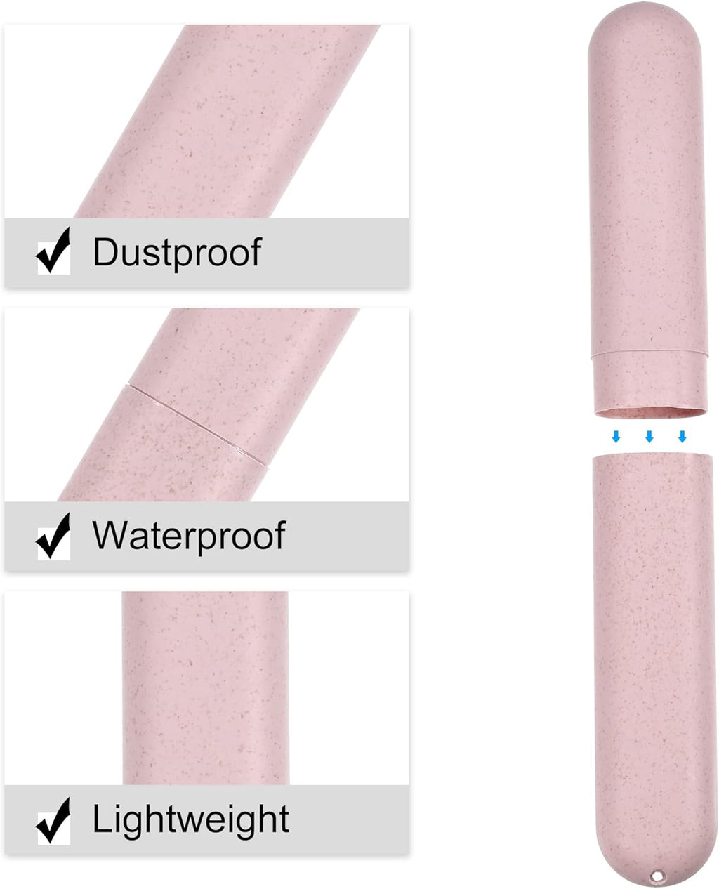 VOCOSTE 2pcs, Traveling Toothbrush Holders Case, PP Toothbrush Case for Travel Business, Pink, 8.07''x1.22''x0.83''