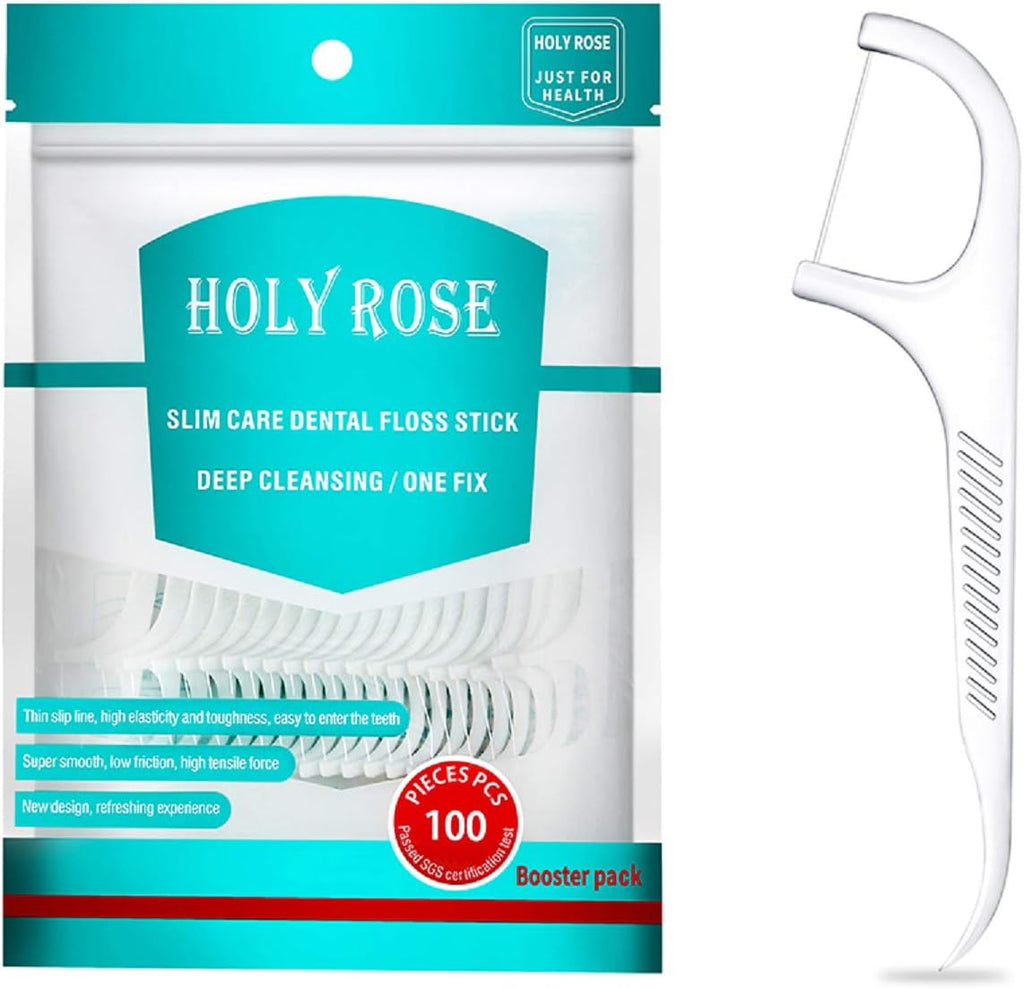 Travel Dental Floss Picks,Refill Bagged Floss Sticks,Holy Rose High Toughness Adults Flosser Toothpick,300 Count Professional Clean Flossers for Teeth Hygiene, Oral Care and Health.