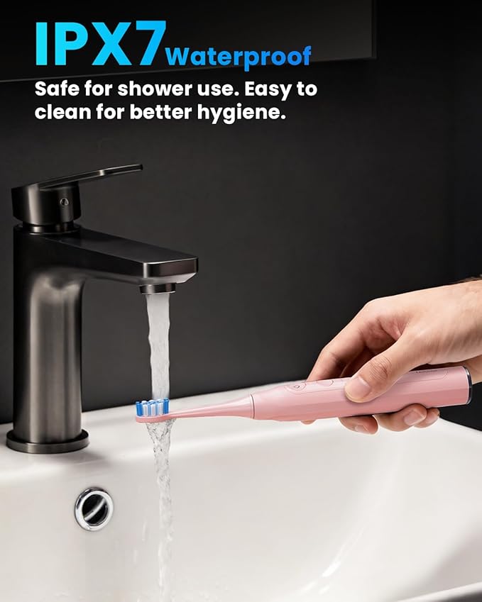 Onlyone Sonic Electric Toothbrush for Adults, Rechargeable Ultrasonic Electric Toothbrush with 8 Brush Heads, Travel Case, Charging Base & Wireless Charging - 5 Modes with Smart Timer