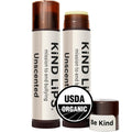 Kind Lips Organic Unscented Lip Balm 2-Pack – Natural Moisturizing Chap stick Alternative – Gluten Free, Grain Free, Made in USA – Hydrating Lip Care with clean ingredients