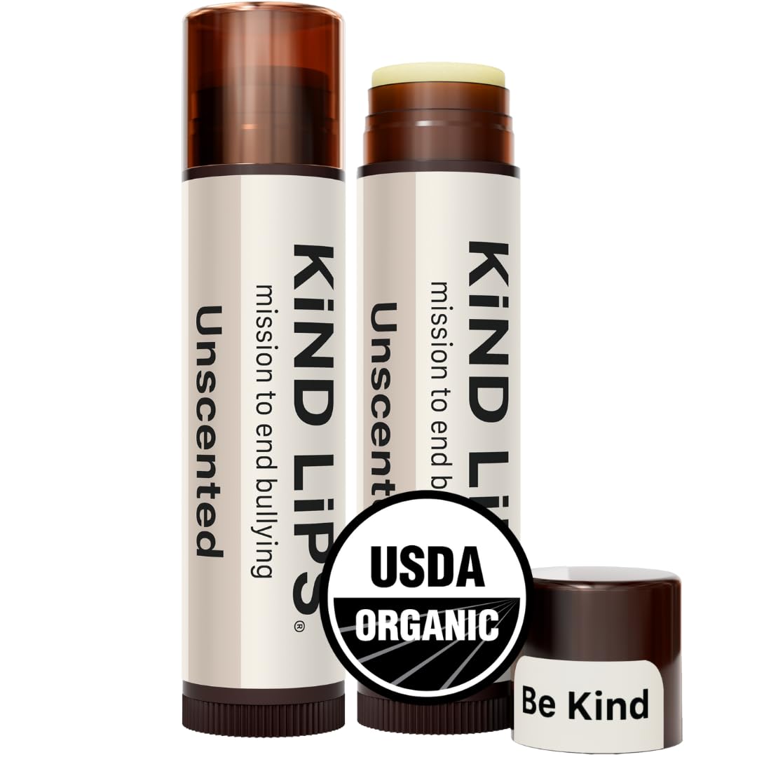 Kind Lips Organic Unscented Lip Balm 2-Pack – Natural Moisturizing Chap stick Alternative – Gluten Free, Grain Free, Made in USA – Hydrating Lip Care with clean ingredients