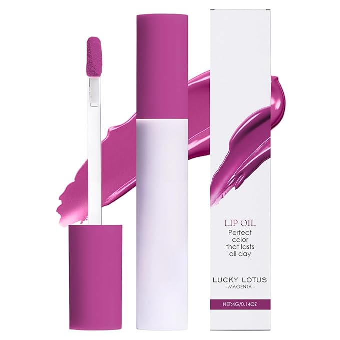 Lips Staining Lip Oil, 2026 New Lip Tint Lips Oil Long-Lasting Moisturizing, Plumping Hydrating Glossy Lip Glosses, Glossy Lip Stain Creamy Texture for Girl and Women (LUCKY LOTUS)