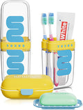 VITVITI Travel Soap Case Container, Portable Toothbrush Travel Case Dish Tray, 7.88 Inch Toothpaste Traveling Toothbrush Holder Set with Cover for Trip/Bathroom/Camping, Yellow
