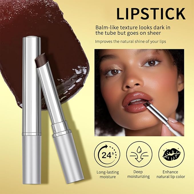 Tinted Lip Balm Lipstick, Hydrating Natural Glossy, Long-lasting Moisturizing & Nourishing Lip Care with Natural Ingredients Transparent Color (Drak Honey, 0.07oz)